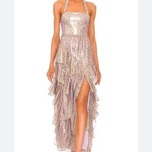 Alice and Olivia Jocelyn Ruffle Maxi Dress